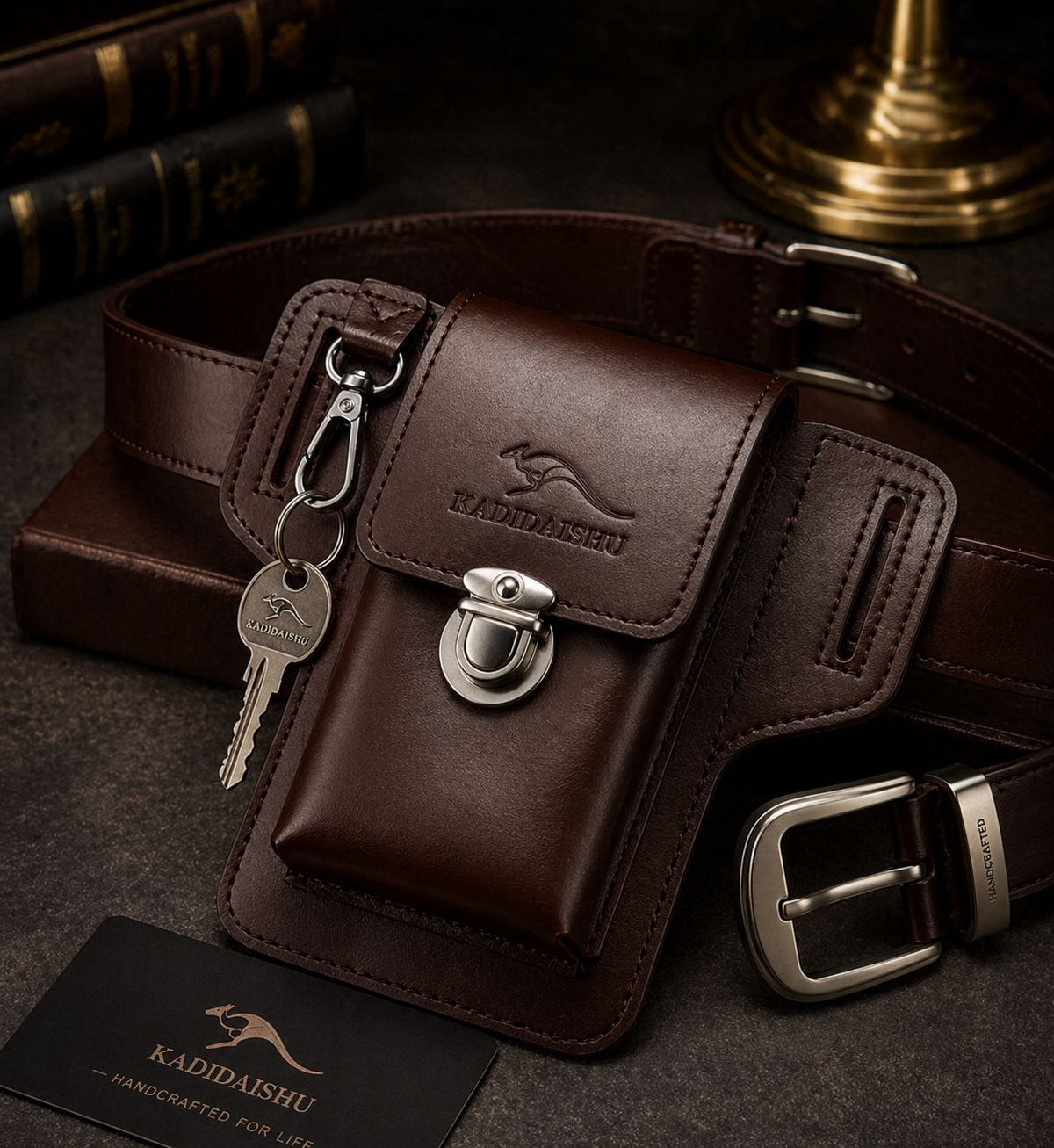 CarryLux™ PU Leather Belt Bag with Key Hook