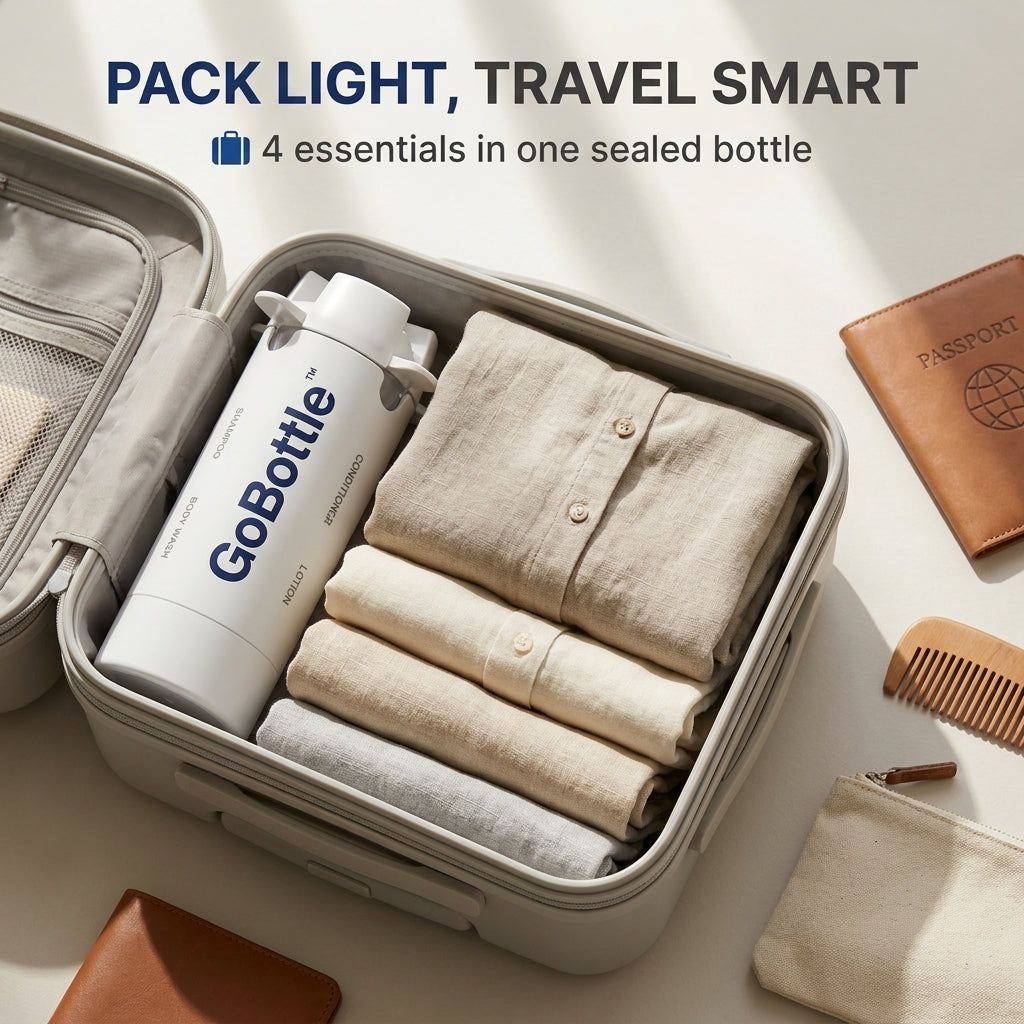 GoBottle: dispensador de viaje 4 en 1™ Dispensador Compacto de Cuatro Productos de Aseo
