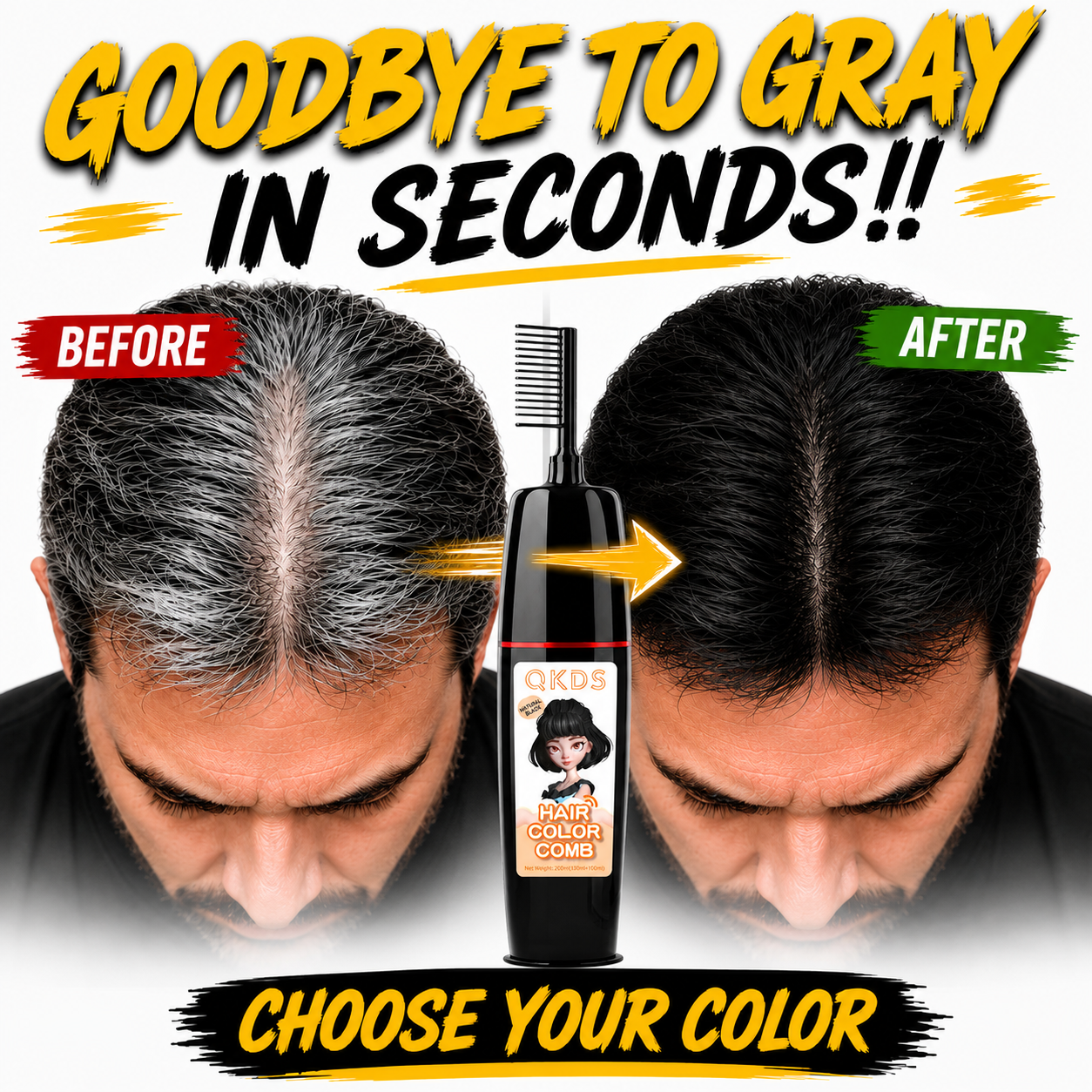 HAIR COLOR COMB™ Permanent Black Hair Color Cream With Comb Applicator