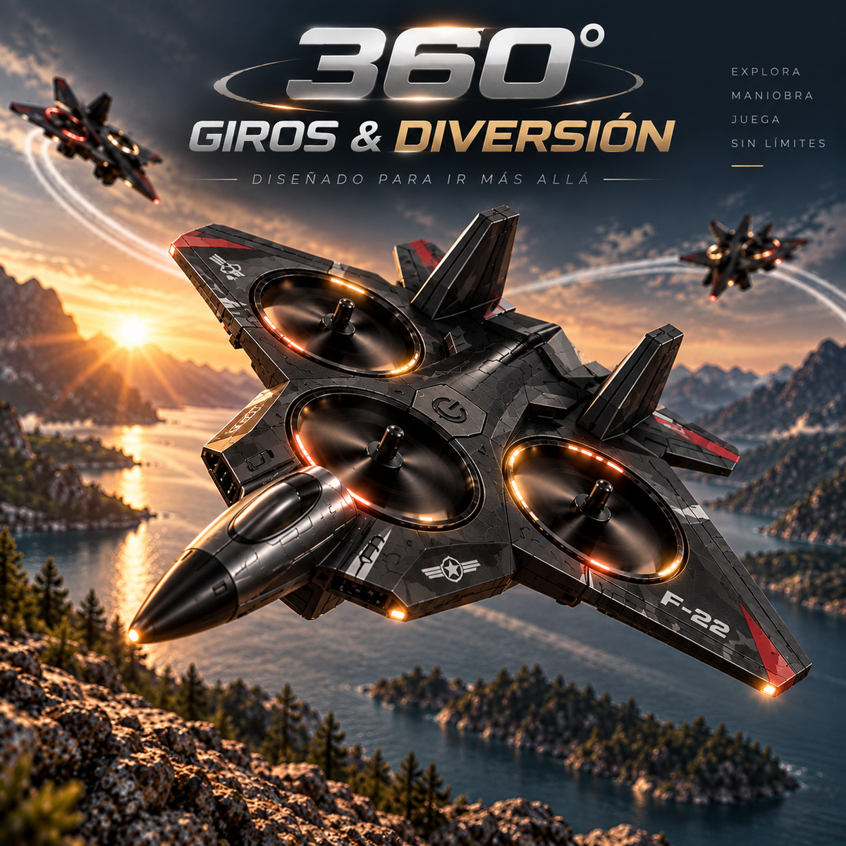 Aero360 — Avión Dron Acrobático LED