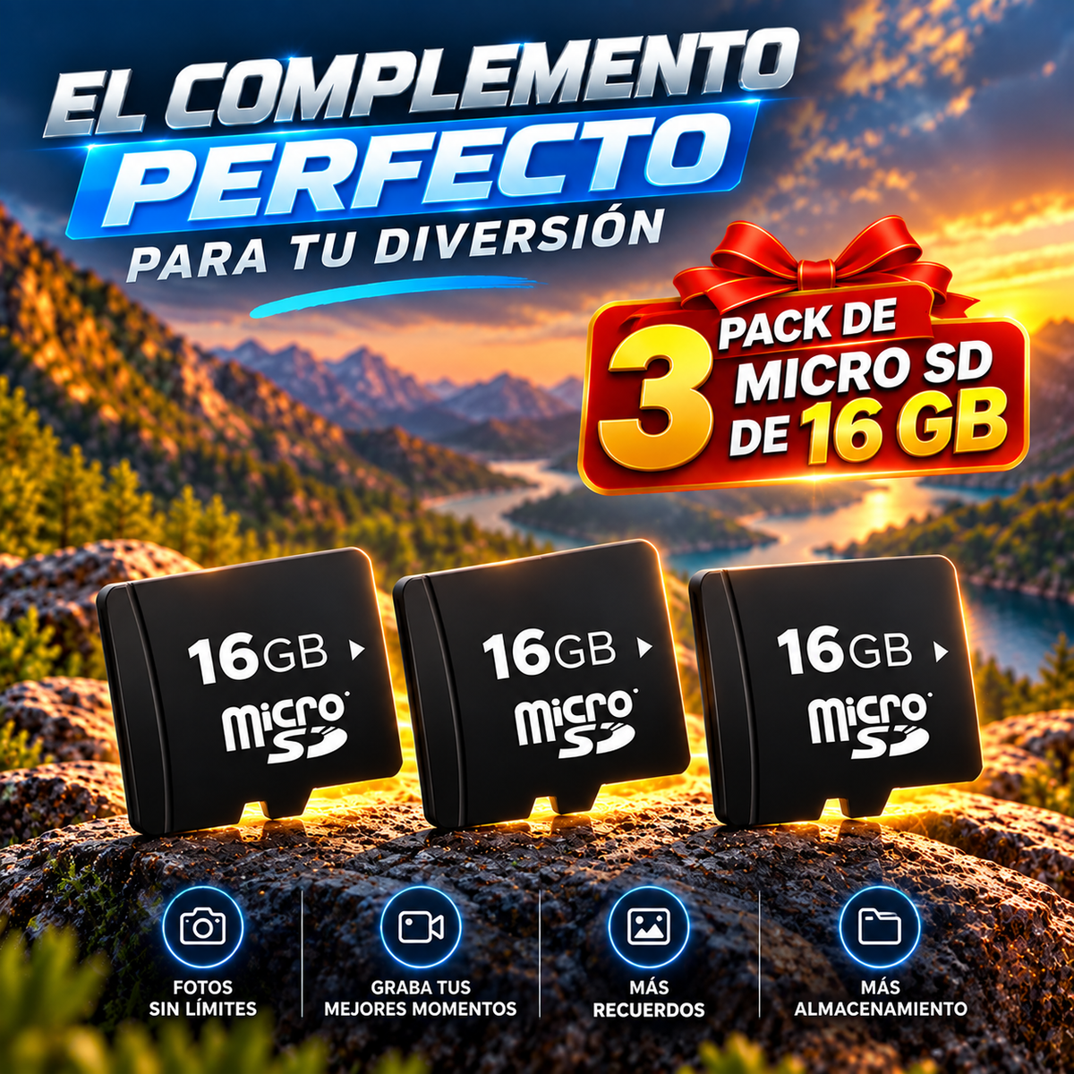 Pack 3 x Tarjeta SD 16 gb