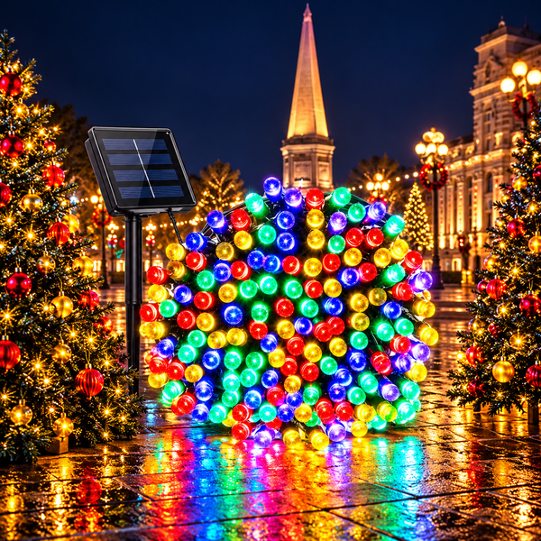 LUCES NAVIDEÑAS CON PANEL SOLAR