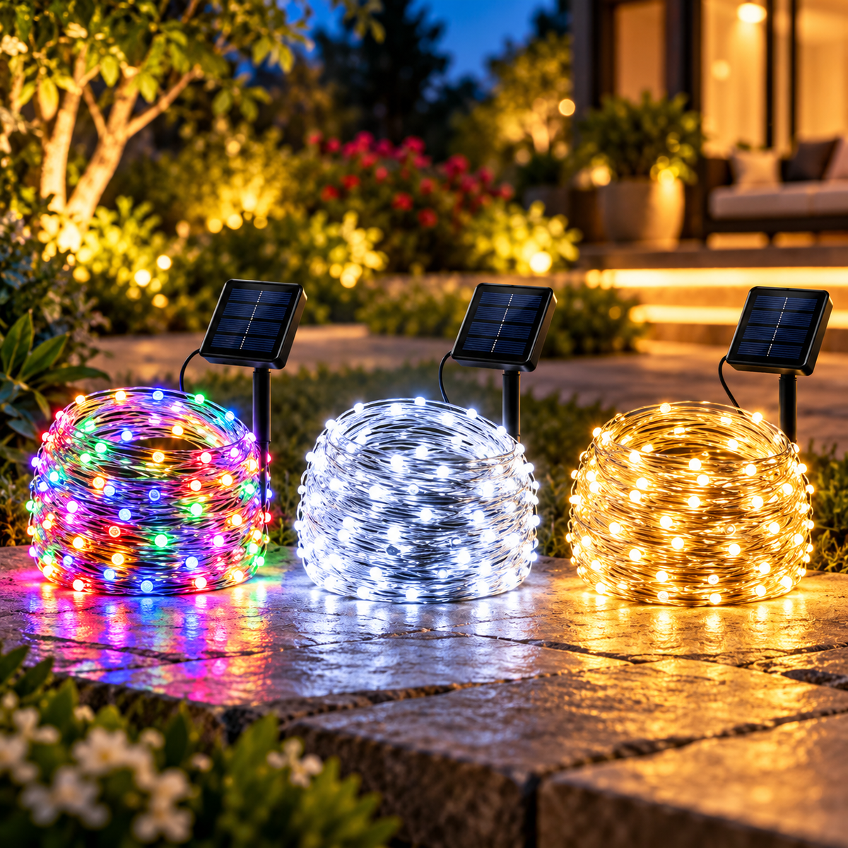 LUCES NAVIDEÑAS CON PANEL SOLAR